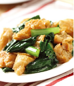 豆泡烧油菜的做法