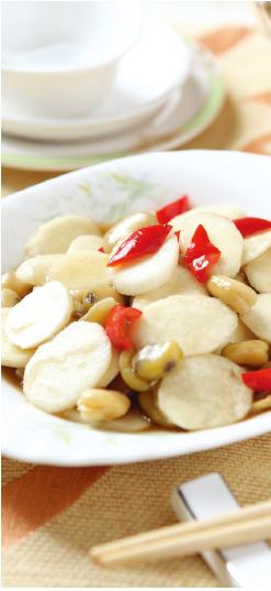 茭白炒蚕豆的做法