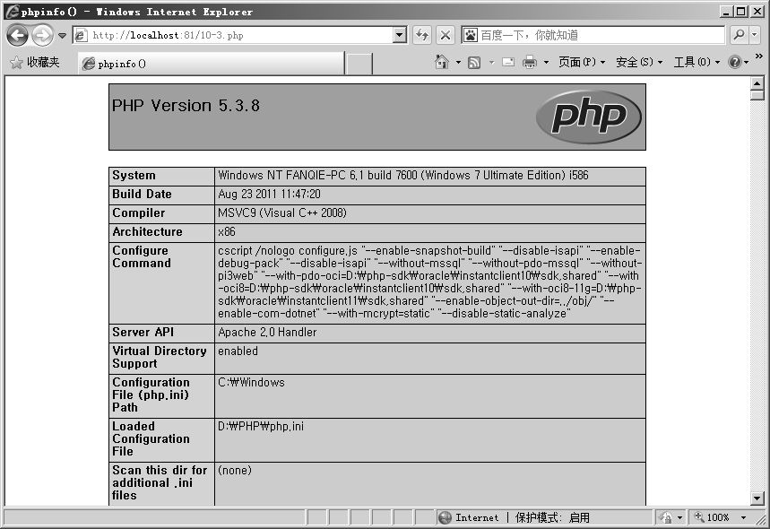10.3获取PHP的当前各类信息